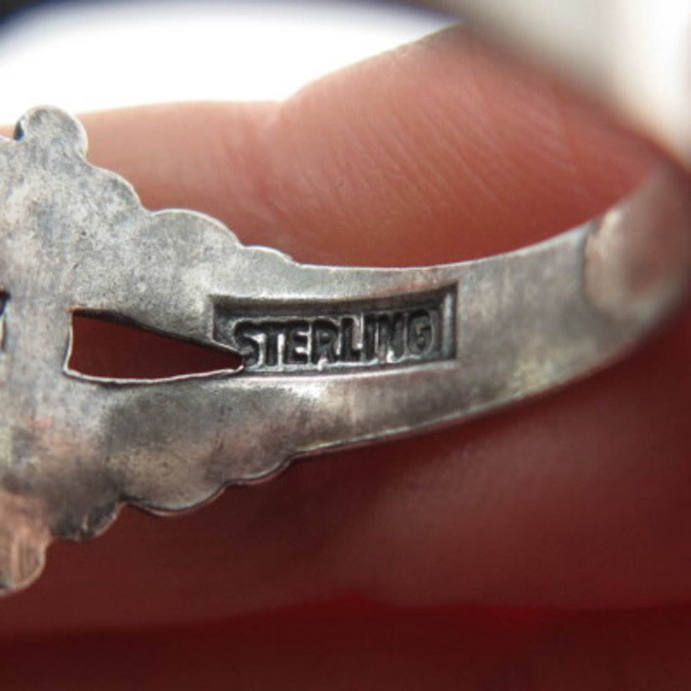Old Pawn Sterling Silver Vintage Southwestern Turquoise Snake Eye Ring Size 9.25 - Picture 7 of 8
